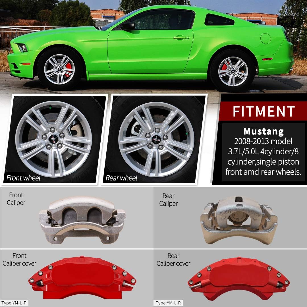 AOOA Caliper Covers Red Brake Covers Fits Mustang 2005-2014（No GT500) (set of 4)