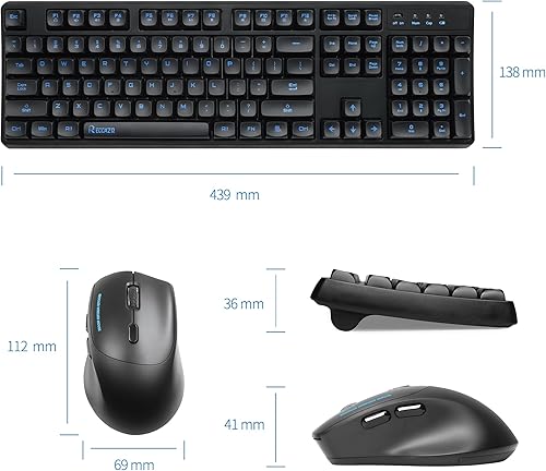 Miniatura 8 de Combo de teclado y mouse inalámbricos, teclado inalámbrico de computadora de tamaño completo 2.4G con diseño ergonómico y mouse inalámbrico óptico