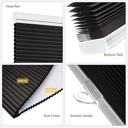 Miniatura 104 de Changshade Persianas celulares opacas de arriba hacia arriba, sin cordones, para ventana de interior, aislamiento térmico, persianas de panal