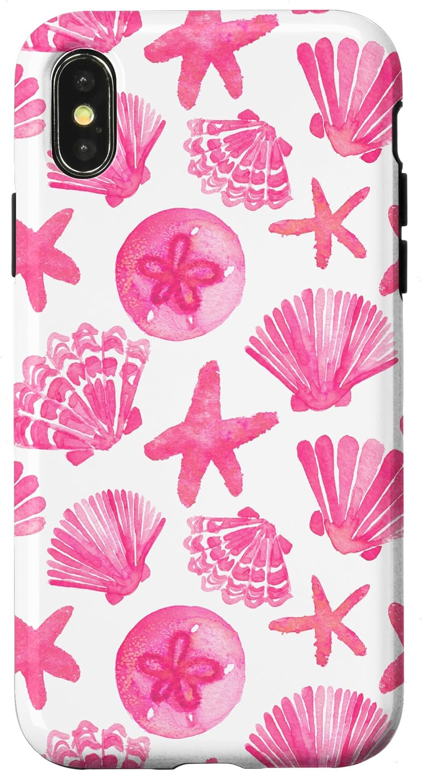 iPhone 13 Pro Coastal Granddaughter Preppy Shells Abstract Coral Pink Case