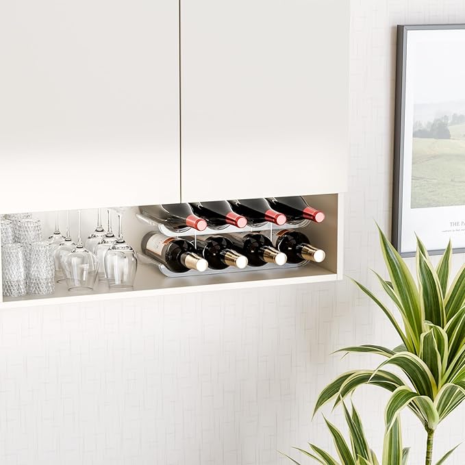 Yieach Organizador de Botellas de Vino, 3 Niveles Apilable, Acrílico, 12 Botellas miniatura 9