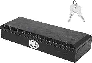 Aluminum Truck Bed Toolbox, Lockable Diamond Plate Tool Box Chest for Truck Pickup Beds Weatherproof & Durable Storage for Tools