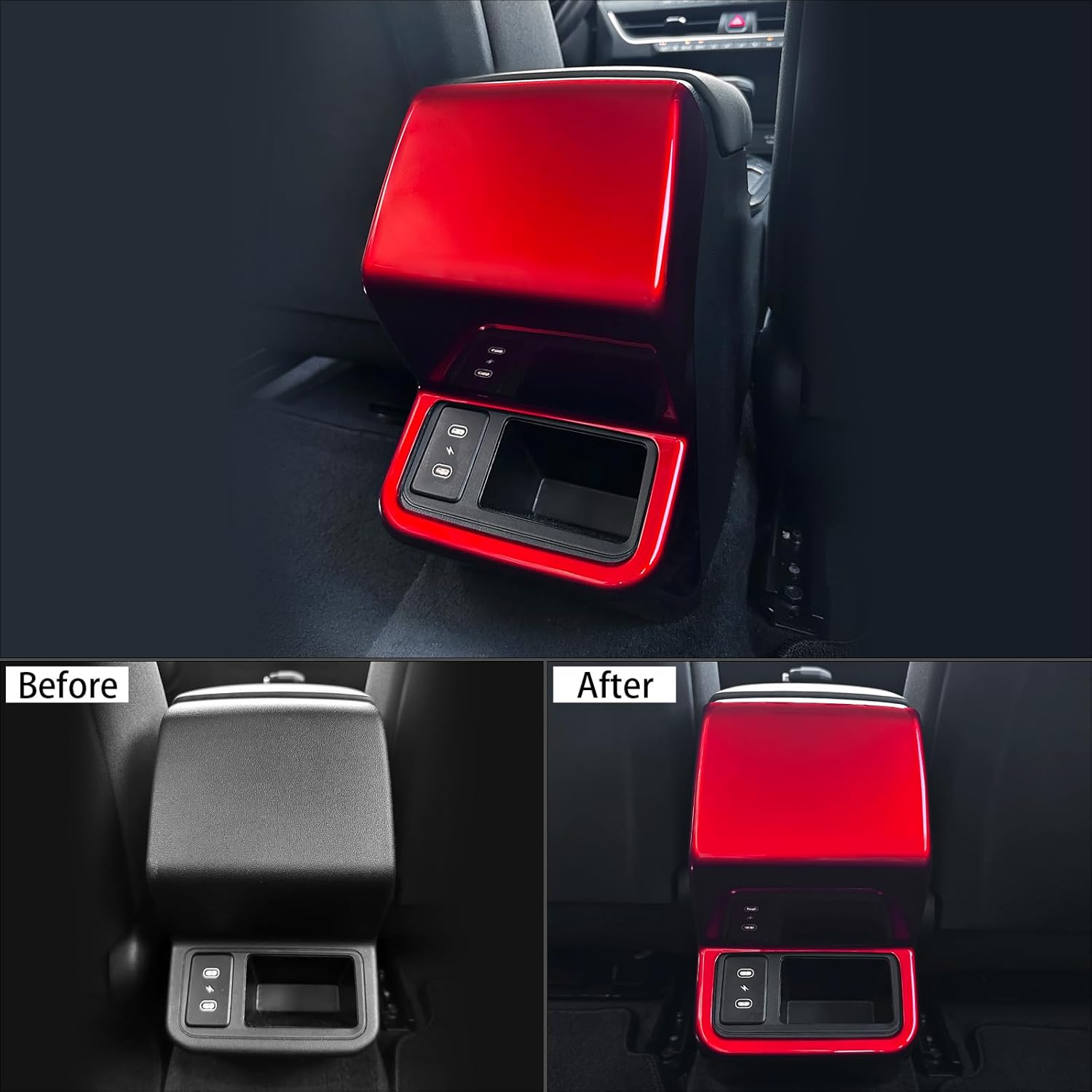 ABS Car Rear Seat AC Air Vent Frame Cover 2nd Row Air Outlet Anti Kick Cover Trim Compatible with Kia K4 2025 2026 Accessories (Glossy Red Style)