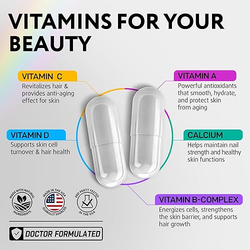 Miniatura 3 de Suplemento de Biotina, Colágeno y Neem con Queratina - Vitaminas para el Crecimiento del Cabello para Mujeres y Hombres - 10000 mcg de Biotina con