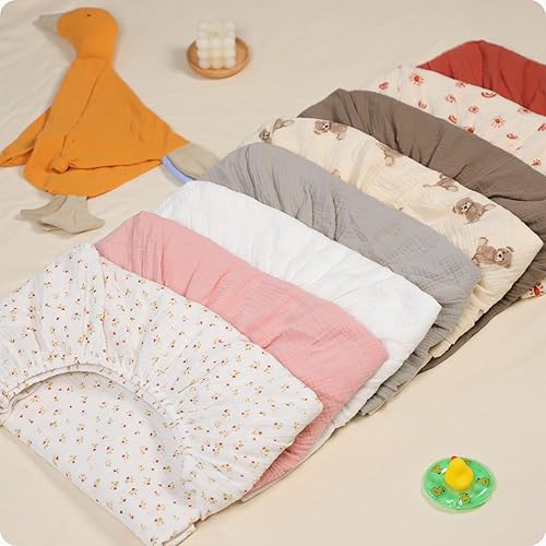 Miniatura 6 de Knirose Paquete de 2 sábanas de muselina de 52 x 28 pulgadas, para colchón de cuna para bebé, niñas y niños, 100% algodón, suaves, bohemias y