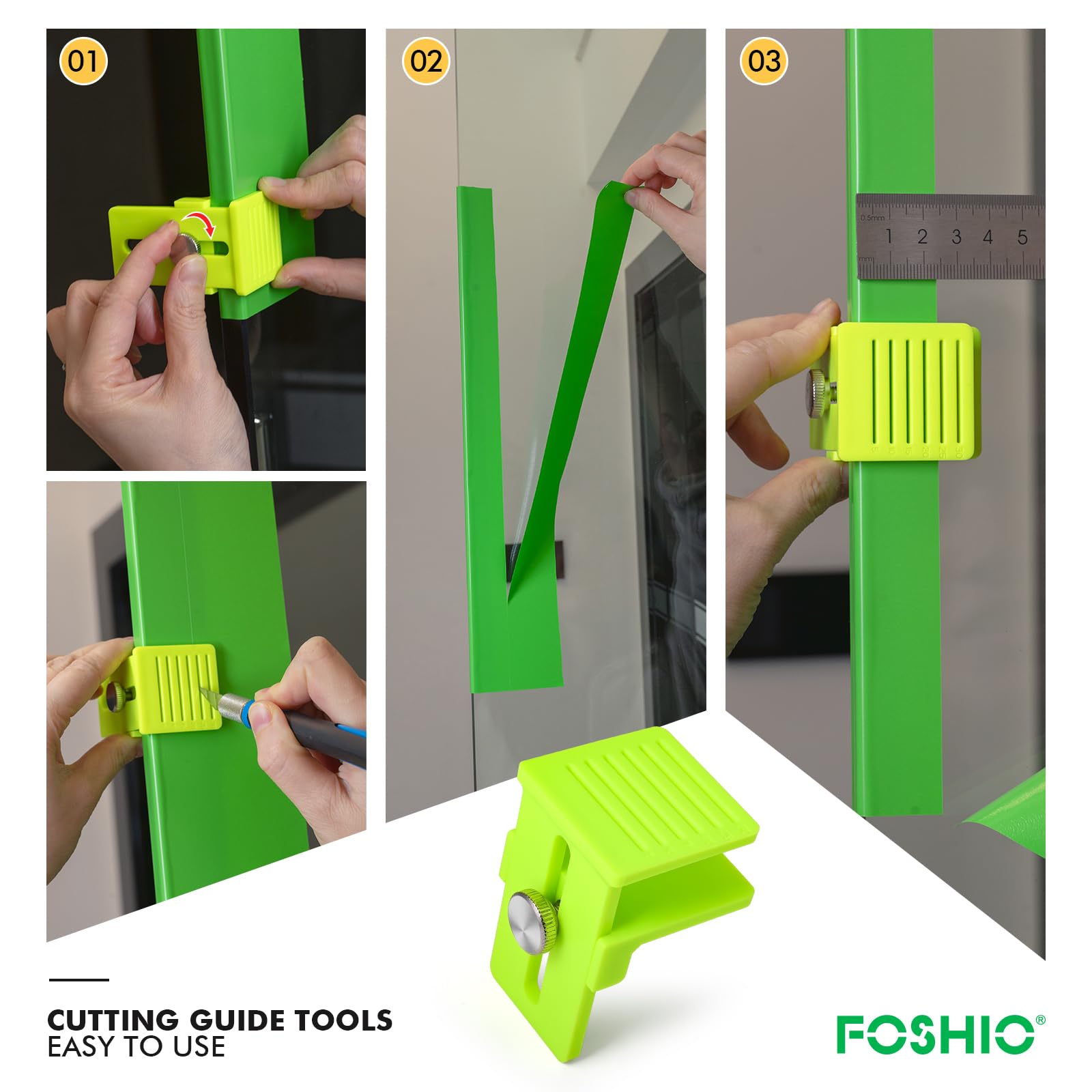 FOSHIO Strumento di taglio per avvolgere bordi verdi, misurazione precisa del bordo regolabile (5-35 mm), guida di taglio per mobili, vinile e carta da parati (stile 2)