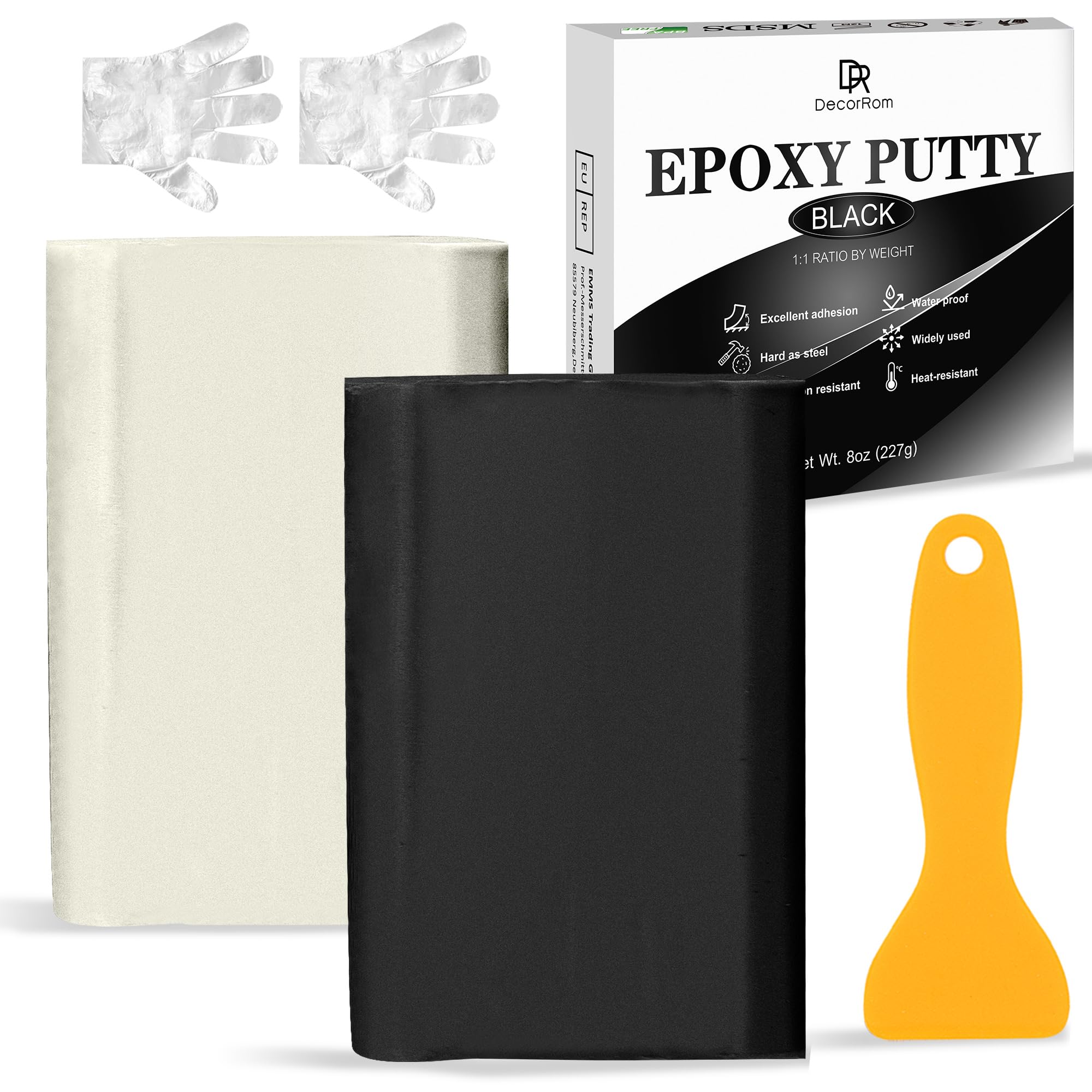 Epoxy Putty - 8oz / 227g Pool Putty, 2 in 1 Underwater or Above Fast Repair, Fix Leaks, Cracks, Filling, Sculpting - 2 Part Epoxy Sculpt Clay for Metal, Tile, Concrete, Plastic, Ceramics (Black)