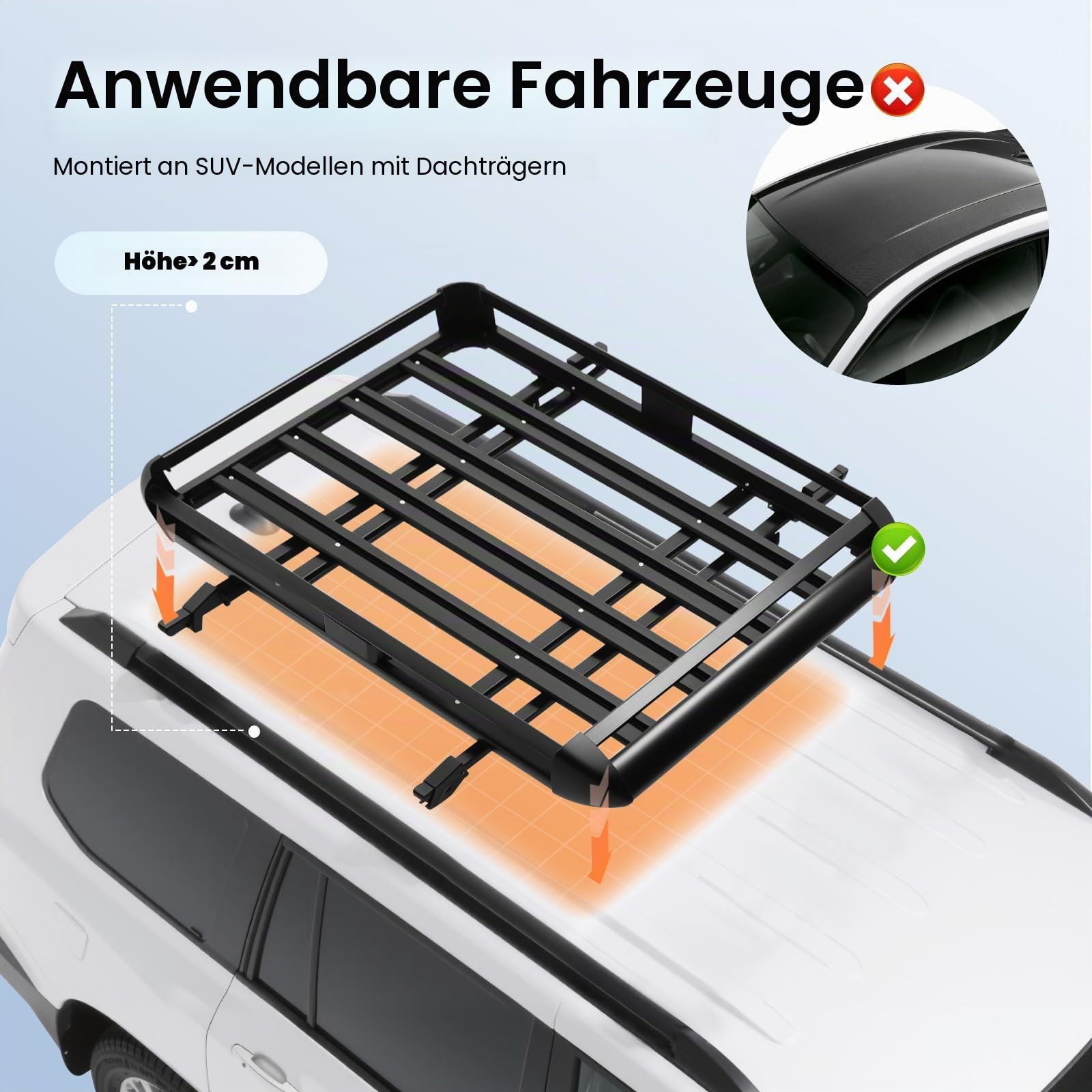 140cm Dachgepäckträger Dachkorb Offroad Aluminium Auto Dachkorb Schwarz Universal Dachgepäckträger Korb Auto Dachständer Korbwanne, Gewichtskapazität 150kg