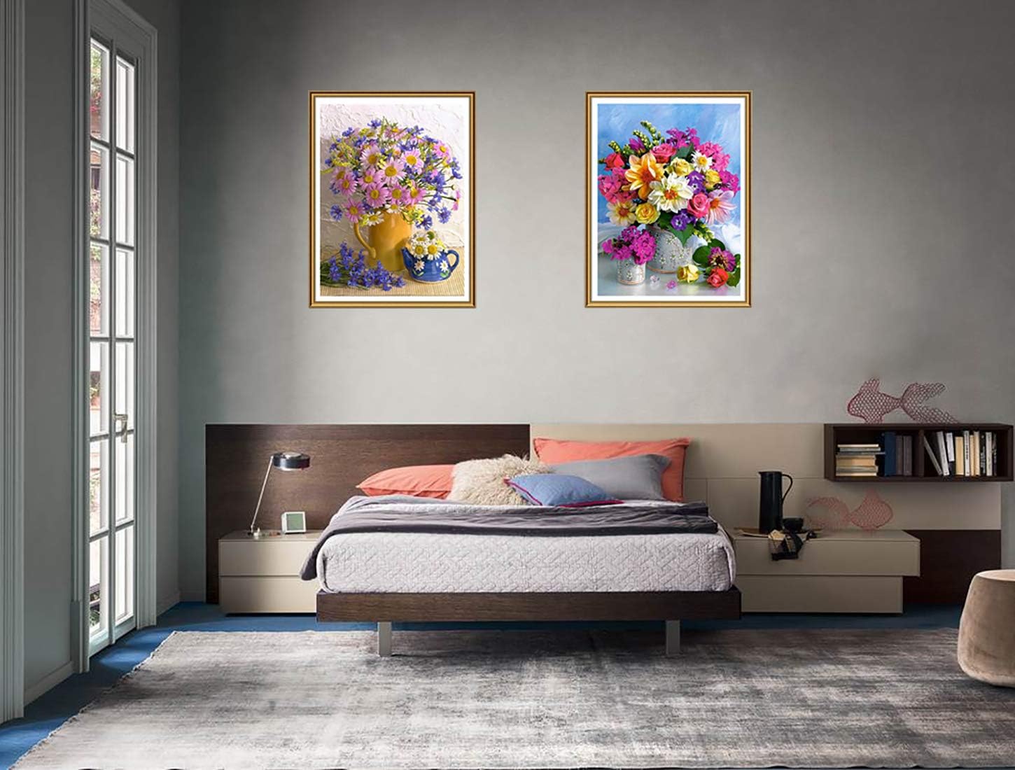 5D DIY Diamond Painting Kit 2 Pack Flower Full Drill by Number Kits - Image 5