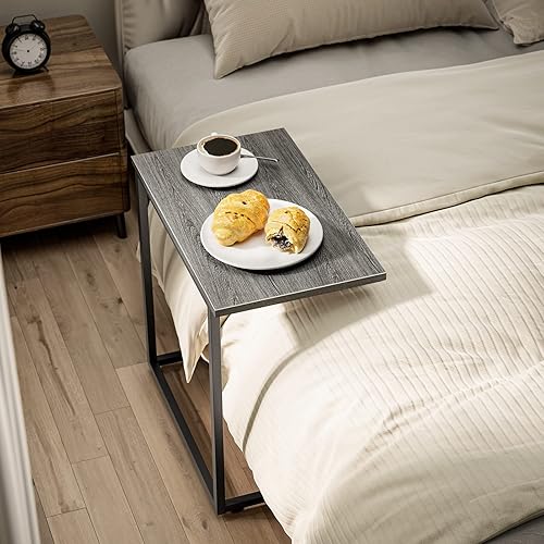 Miniatura 31 de Pipishell Mesa auxiliar en forma de C de 27 pulgadas de alto, mesa auxiliar para sofá deslizable inferior, mesa auxiliar para sofá para sala de