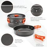 THTYBROS 17pcs Camping Cookware Kit, 0.45Gal Pot, 7inches Pan,0.30Gal Kettle Set with 2 Set Stainless Steel Cups Plates Forks Knives Spoons for Hiking