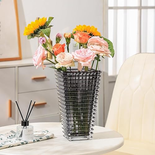 Miniatura 2 de Jarrón de cristal, jarrón de cristal negro, jarrón de vidrio, jarrones para centros de mesa, jarrón de vidrio grande, florero moderno, jarrón de