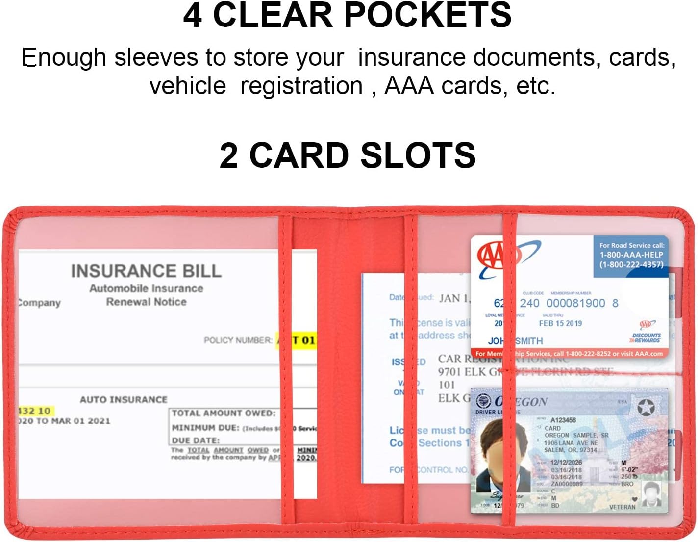 Cacturism 1 Pack Small Car Registration and Insurance Holder and 4 Pack Bling Car Coasters, Red Car Accessories Choice for Women image 2
