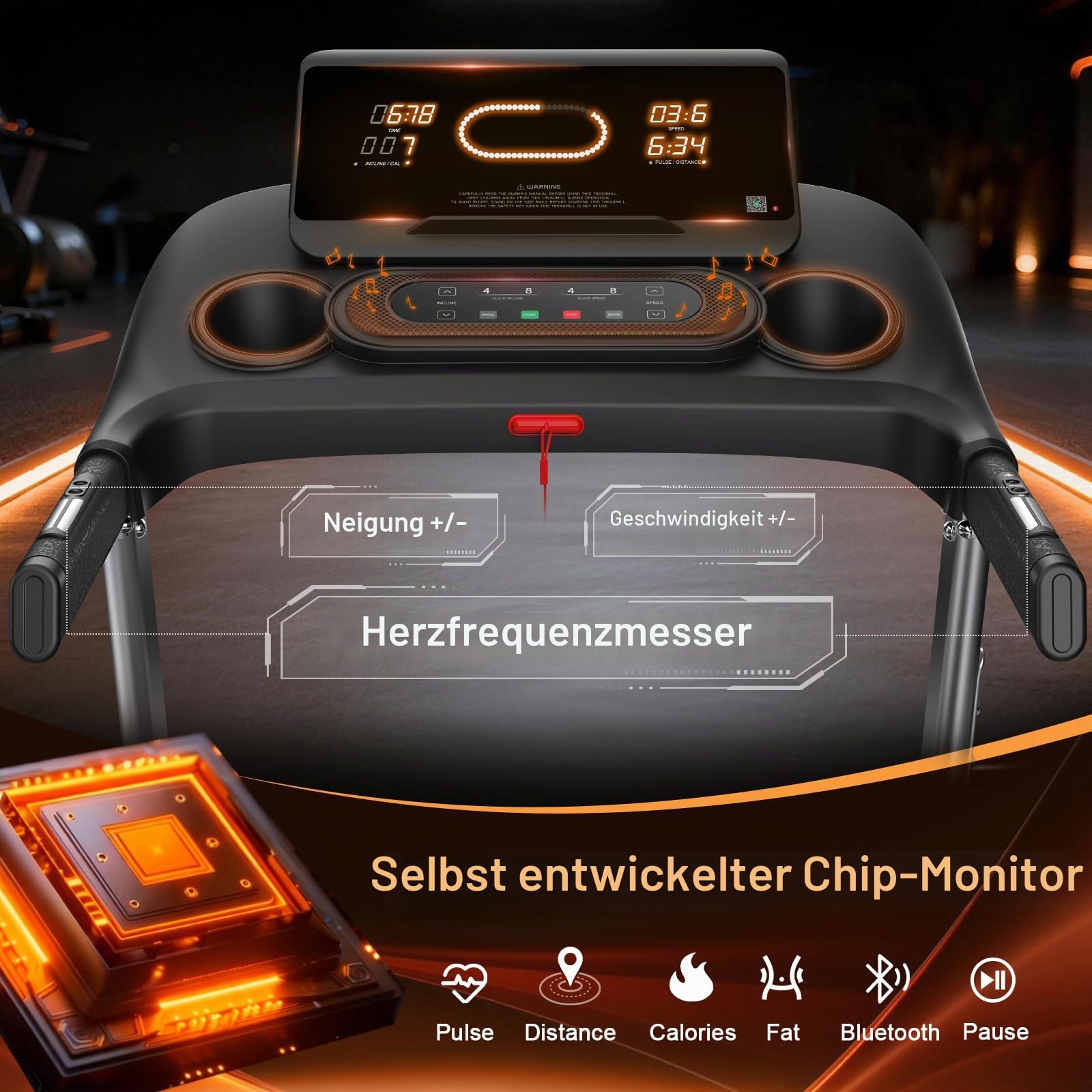 Kitopa 20KM/H Laufband für Zuhause,Laufband Klappbar mit 18% Steigung | 7PS Profi Laufband, Große Lauffläche Laufband bis 180 kg, Laufbander mit interaktivem LCD Display Bluetooth
