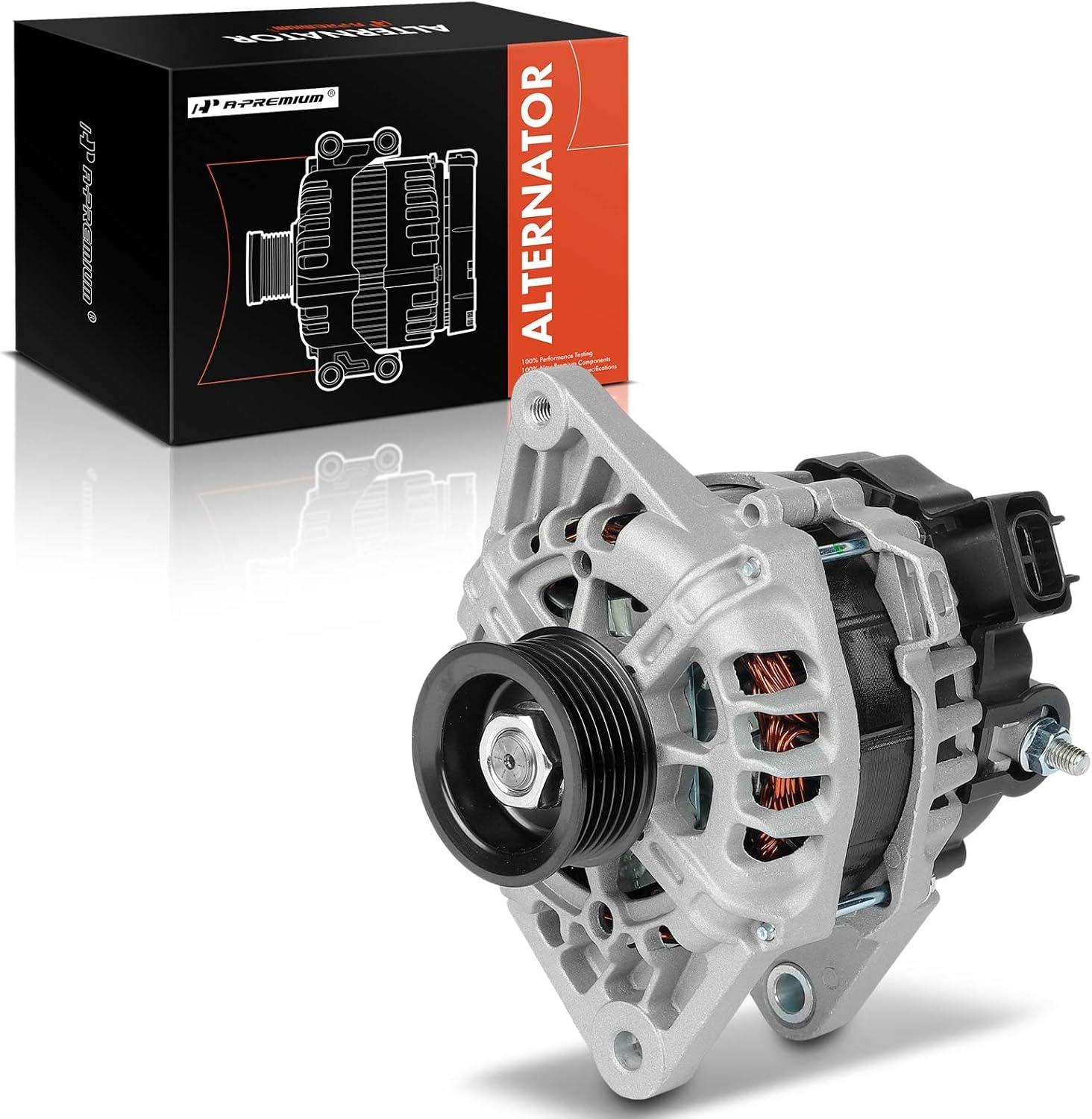 A-Premium Alternator Compatible with Kia - 2010-2011 - Soul1.6L, 12V 90Amp 6-Groove Pulley Clockwise, Replace# 37300-2B101