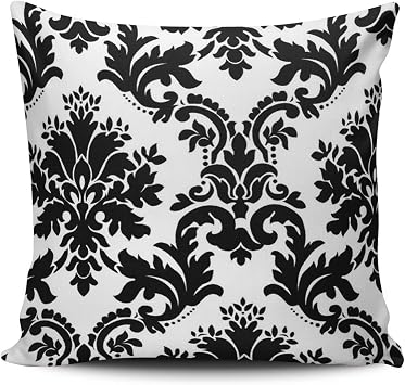 XIUBA Throw Pillow Covers Case Black White Pattern Damask Decorative Pillowcase Cushion Cover 26X26 inch European Size Double Sided Design Printed
