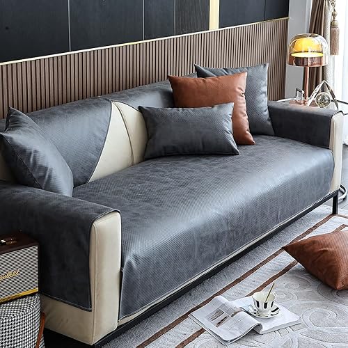 Miniatura 4 de vctops Funda de Sofá con Aspecto de Cuero Vintage Resistente al Agua Antideslizante Funda de Sofá Seccional Protector de Muebles para Perros, Niños,