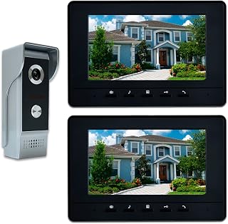 Video Intercom System, 7 Inches Video Doorbell Door Phone System, Wired Video Door Phone HD Camera Kits Dual-Way Intercom for Villa House Office Apartment 1-IR Camera 2-LCD Color Monitor