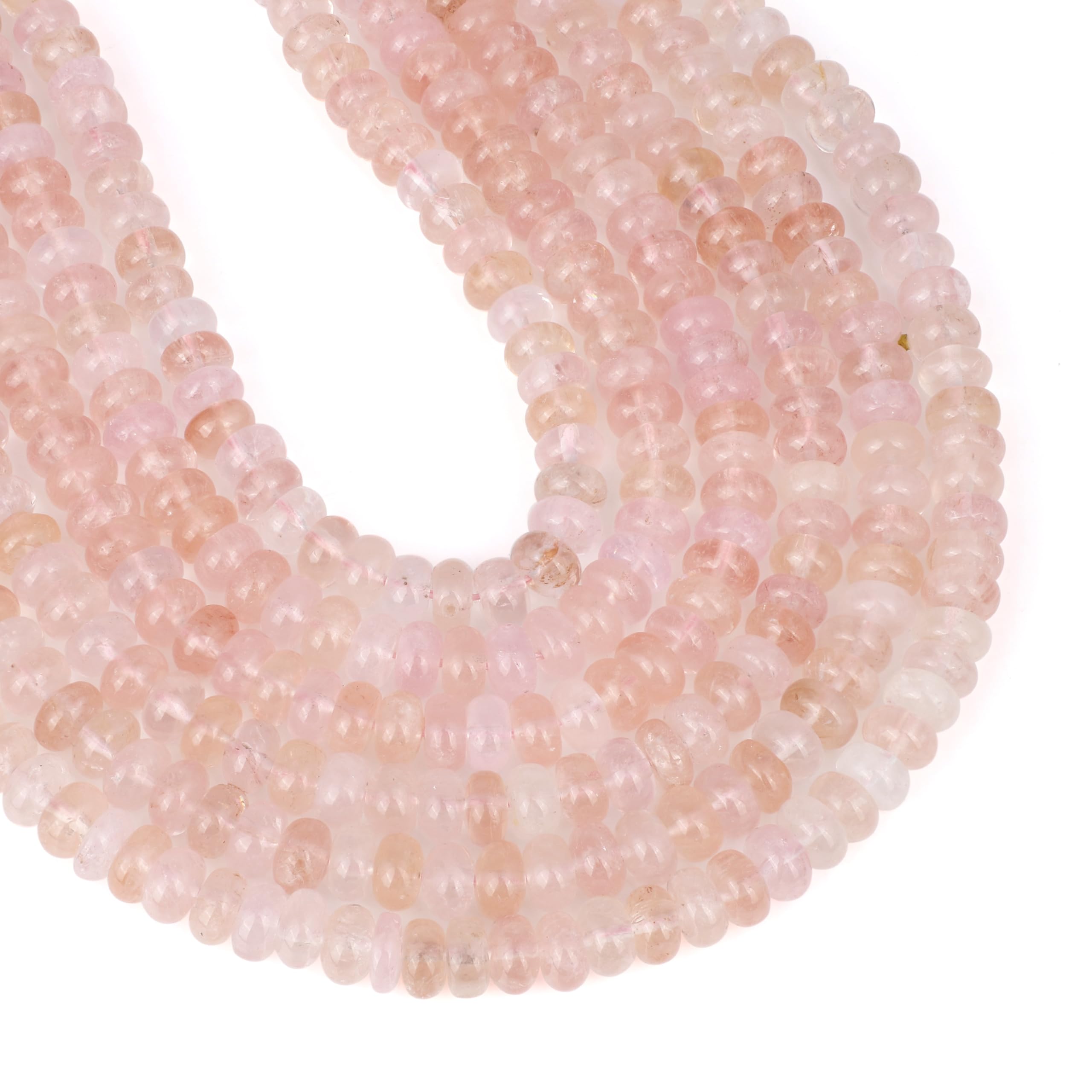 Naturalne stojaki z luźnymi koralikami morganitowymi (8 mm), gładkie rondelleStrand do samodzielnego wykonania - (39 cm) 1 sznurek, bransoletka, naszyjnik