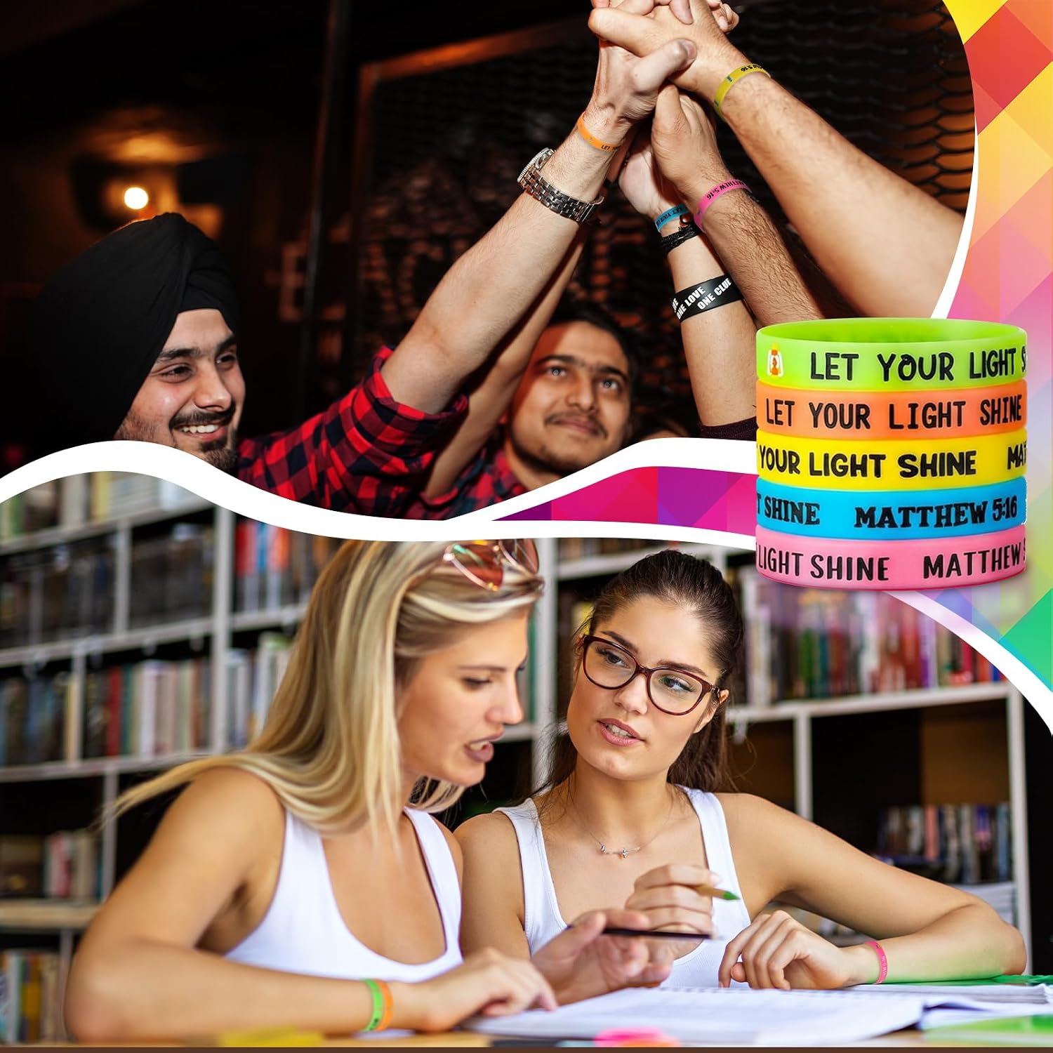 100 Pcs Let Your Light Shine Bracelet Vbs 2026 Illuminate themed Gifts Glow in The Dark Wristband, Matthew 5: 16 Silicone Wristband Bible Verse Bulk for Church Sunday School Party Favor
