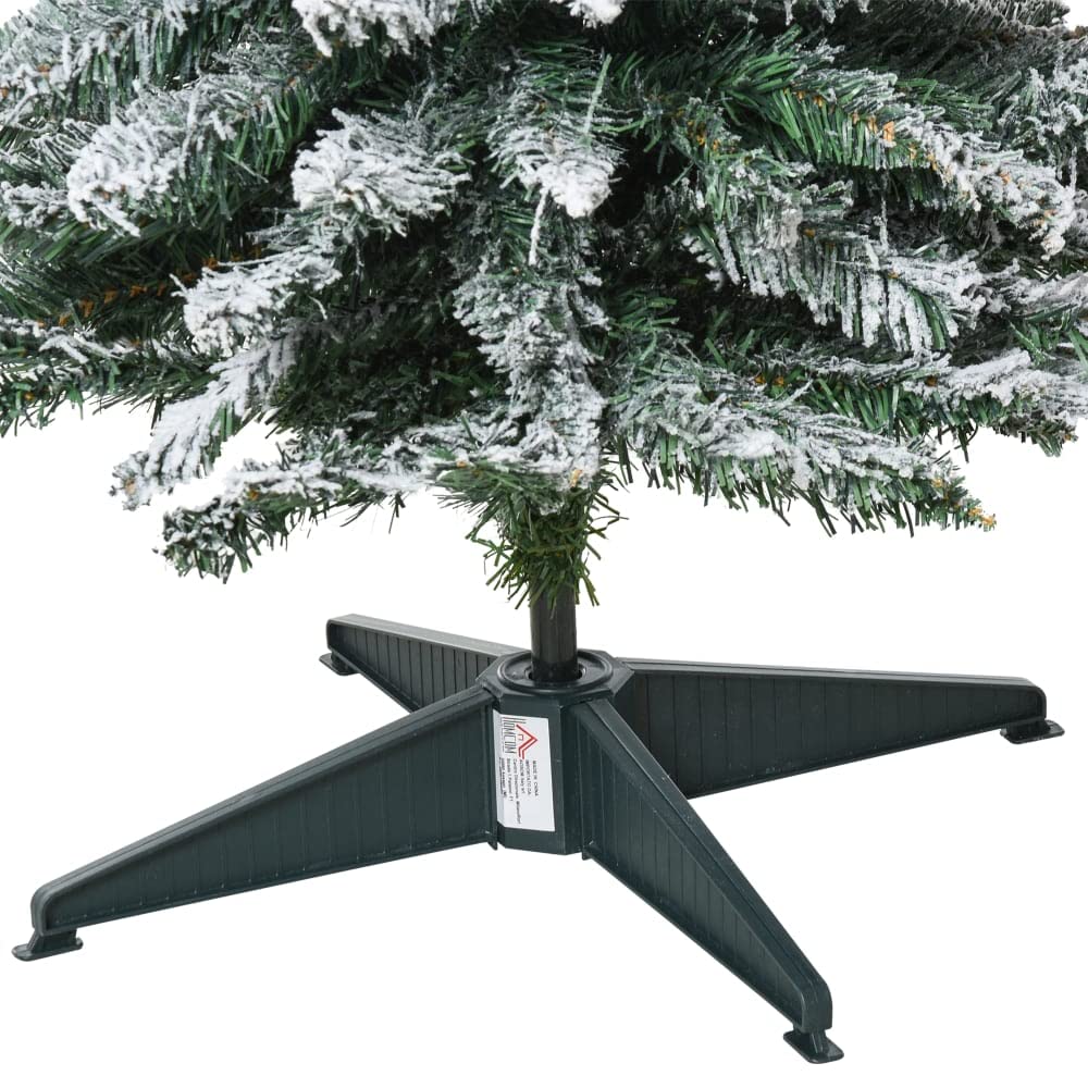 Albero di Natale a Parete INNEVATO Verde Artificiale in PVC Ignifugo h. 150 80 cm angolare salvaspazio Punte bianche Rami Slim FLOCCATO stand plastica (150 cm)