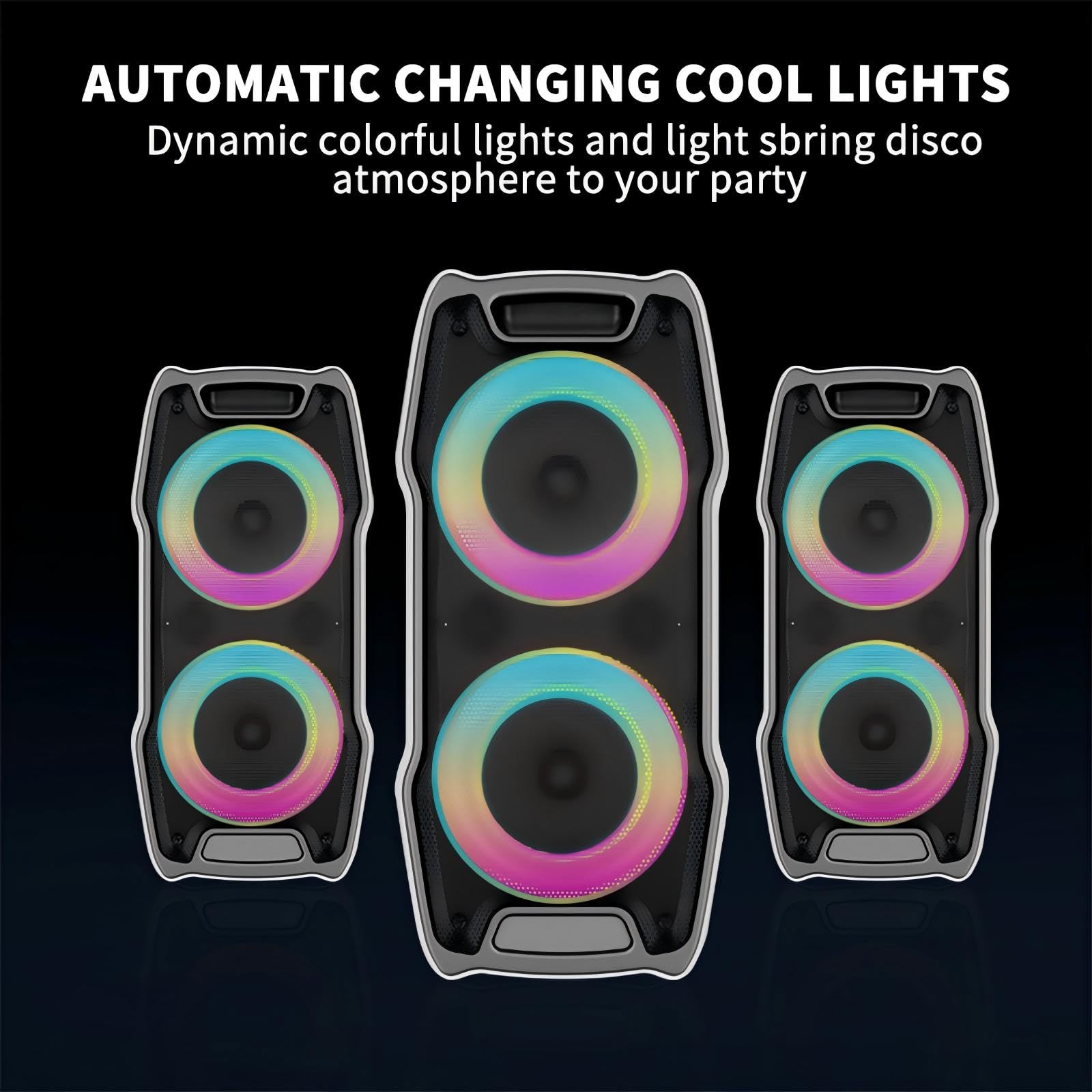 VeGue Machine de karaoké avec 2 Microphones sans Fil, Grand 10" Woofer Bluetooth Enceinte Sono Portable avec Boule de Disco, Karaoké Machine Complet pour Party, Support TWS/REC/AUX/USB/TF (VS-0808)