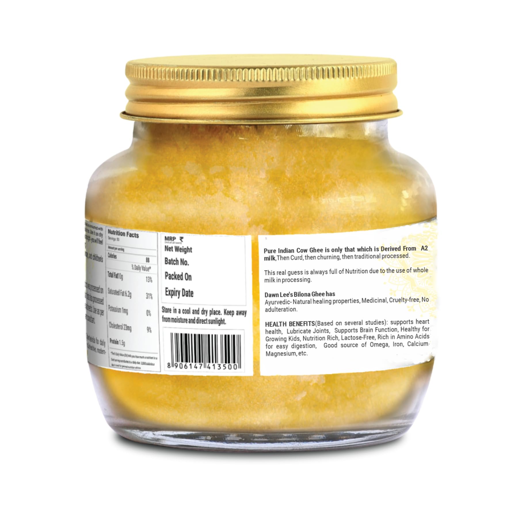 Ghee Bilona A2 Natural 250 ml Cuajada Proceso de Churning Propiedades curativas