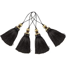BEL AVENIR 4 Pack Handmade Hanging Rope Polyester Tassel Colorful Tassels for Key Chain Straps DIY Decorative Accessories Black
