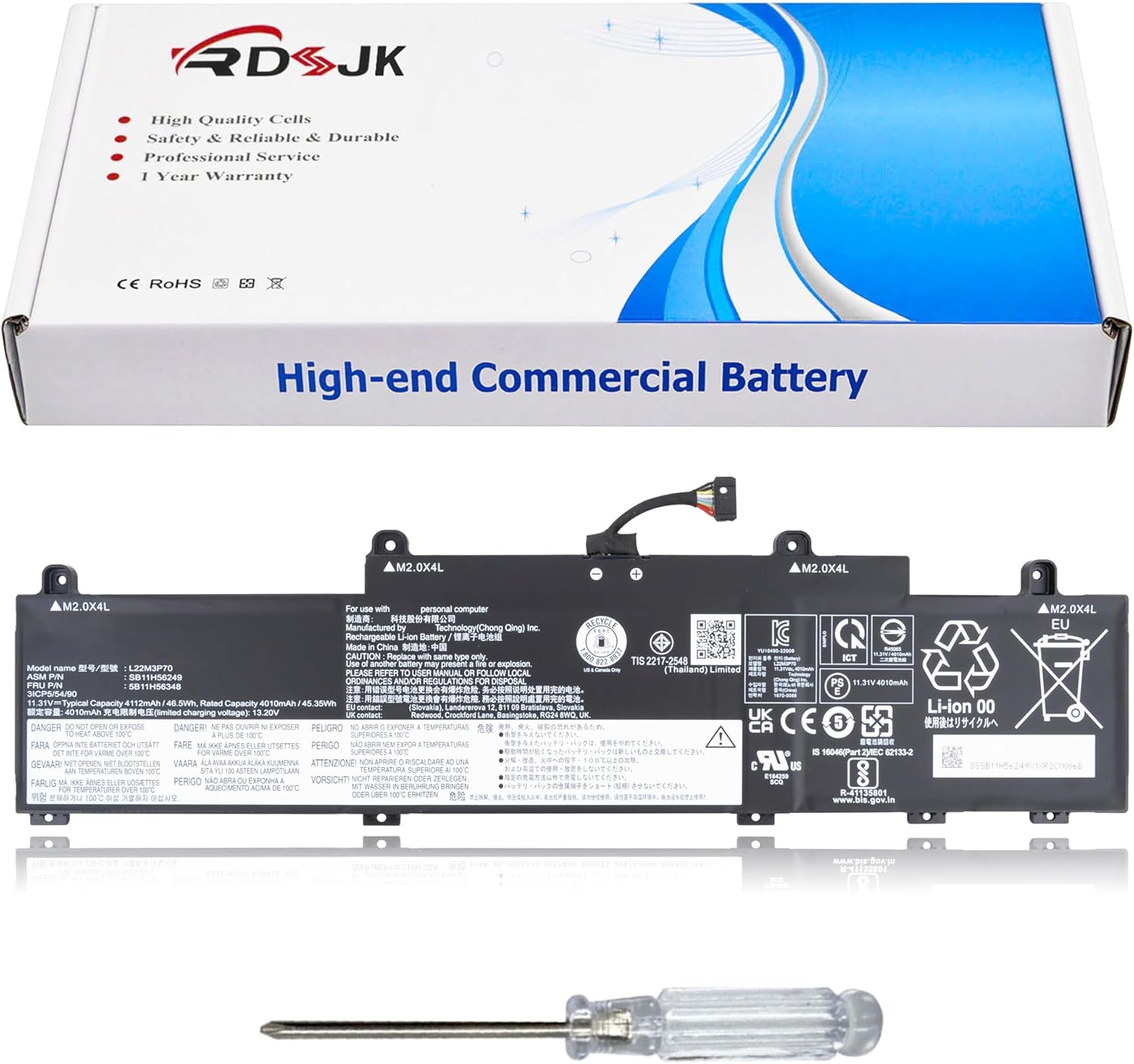 L22X3P70 L22B3P70 L22D3P70 L22L3P70 L22M3P70 Laptop Battery for Lenovo ThinkPad C14 Chromebook Gen 1 Thinkpad L14 Gen 3 2022 Gen 4 2023 L15 Gen 3 2022 Gen 4 2023 Series L21L3PG1 L21M3P76 11.31V 46.5Wh