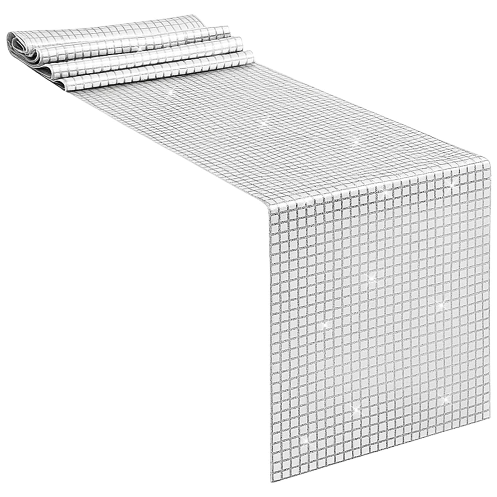Molain 12 x 71 Inches Disco Table Runner, Silver Sequin Table Runners Retro 70s 80s Theme Party Decorations for Birthday Bachelorette Wedding Dance Party Supplies