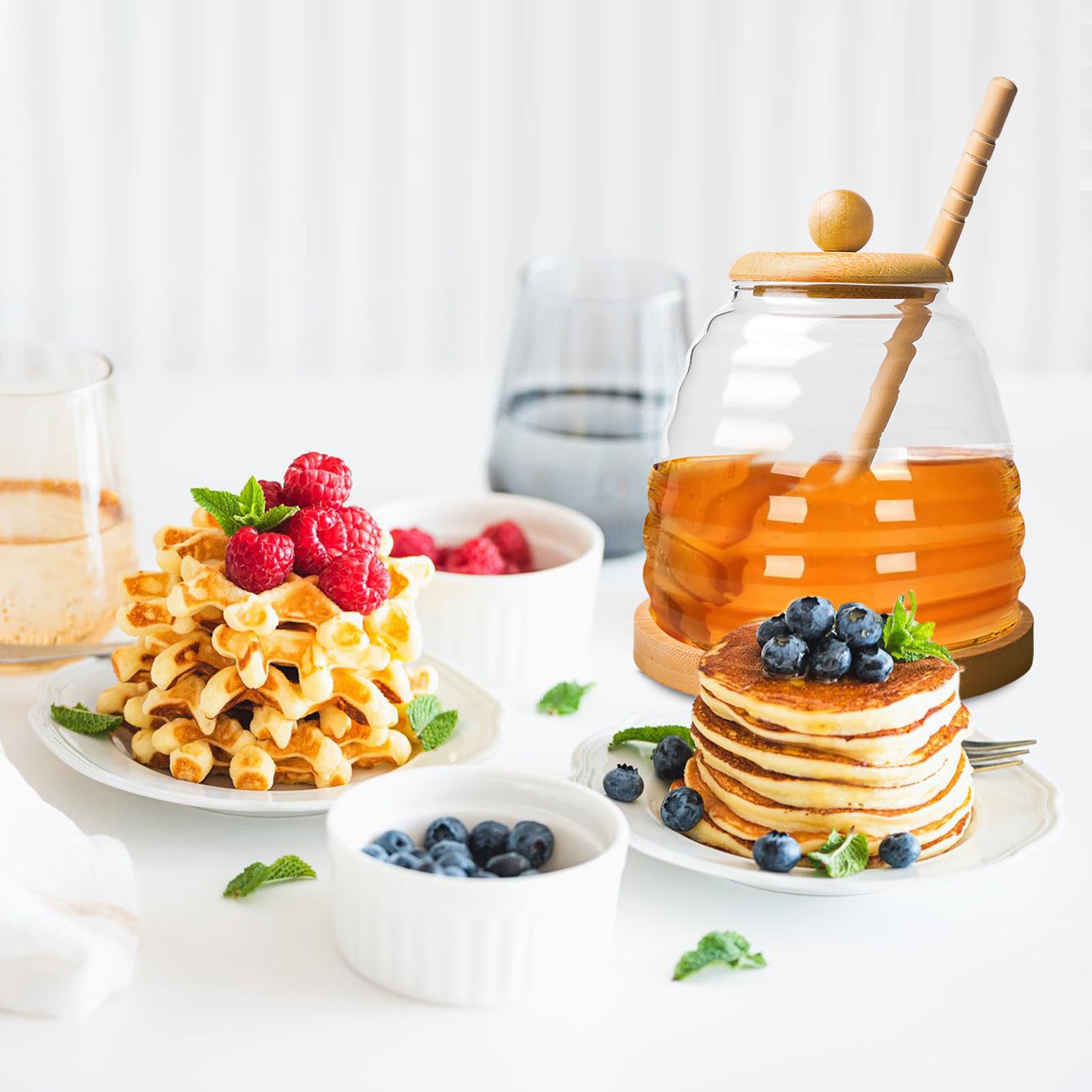 Pot A Miel BORDEAG - Pot à Miel Avec Cuillère (500ml) - Verre Borosilicate Pot En Verre Pot A Miel BORDEAG - Pot à Miel Avec Cuillère (500ml) - Verre Borosilicate Pot En Verre