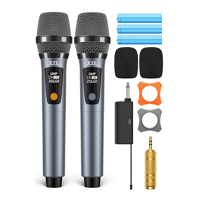 Buy Wireless Microphone, UHF Dual Wireless Handheld Dynamic Mic System