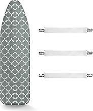 Ironing Board Cover and Pad, Extra Thick Padding Silicone Coated Scorch and Stain Resistant 15 x 54 inch Replacement Iron Board Cover with Elastic Edge, 3 Fasteners (Grey)