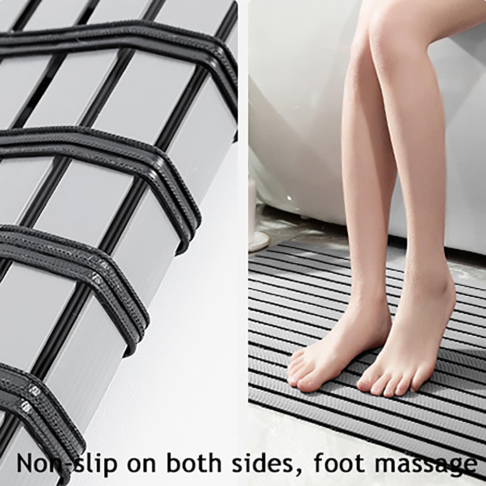 Generico Tappeto Doccia PVC Strisce quadrate Antiscivolo per Vasca da Bagno e Sauna,Light Gray,43x60cm(17x24in) | Supporta la sartoria, progettato per aggiungere altezza
