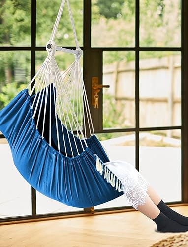 Miniatura 2 de Chihee Silla Hamaca Colgante Columpio Máx 500 Libras 2 Cojines Incluidos Barra Separadora de Metal con Ranuras Antideslizantes Silla Colgante