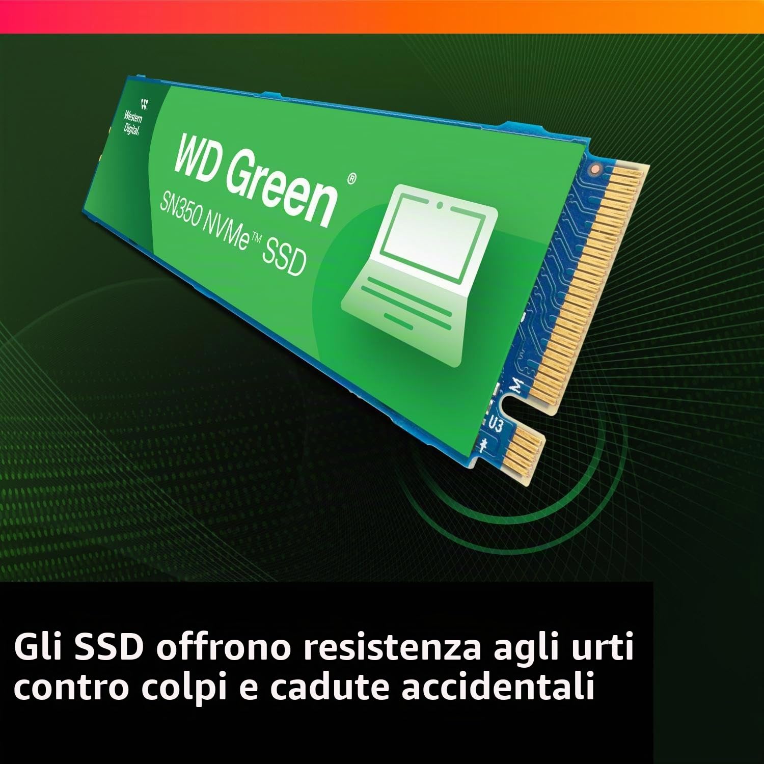 Western Digital WD Green SN350 NVMe - Unità SSD interna a stato solido da 250 GB - Gen3 PCIe, M.2 2280, fino a 2.400 MB/s - WDS250G2G0C