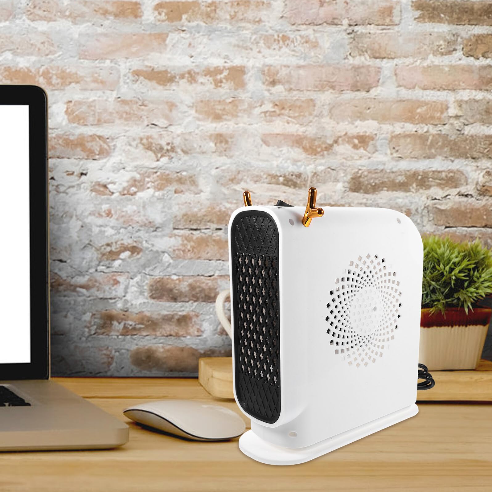 Riscaldatore Elettrico da Tavolo Portatile per Casa e Ufficio 500w Riscaldamento Rapido Controllo Termostatico in Pp Bianco