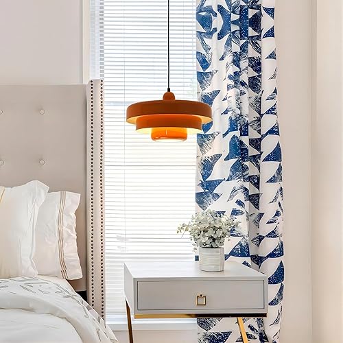 Miniatura 8 de Lámparas colgantes de mediados de siglo de 13.78 pulgadas, 1 lámpara colgante de techo con pantalla de metal de 3 capas, altura ajustable, lámpara