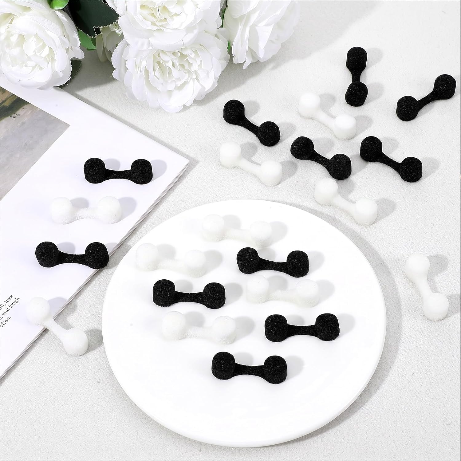 50 Pcs Disposable Nasal Filters Soft Sponge Foam Nose Plugs | Dust Nose Filters for Dust Allergies & Spray Tanning Breathable Nostril Protectors for Men & Women (White Black)