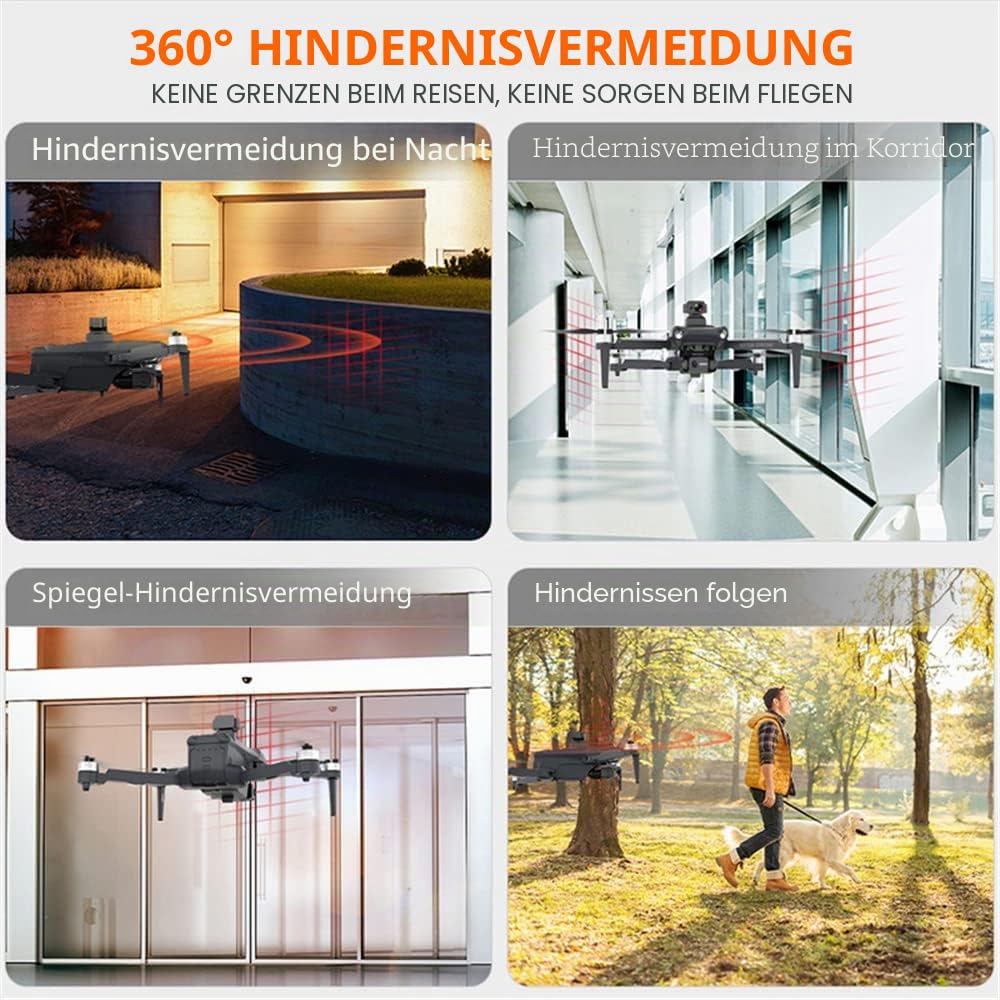 KF106 MAX Drohne mit Kamera 4K HD, 360 Grad Laser Hindernis Vermeidung, 3-Achsen Gimbal, 22 Minuten Flugzeit, GPS Folge mir, Intelligente Rückkehr