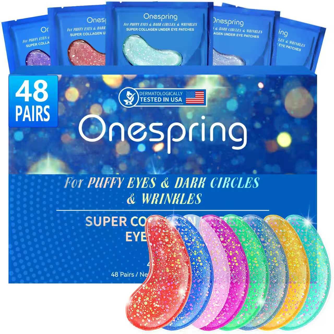 Onespring Eye Masks (48 Pairs) - Bachelorette Party Favors, Collagen Under Eye Patches for Puffy Eyes, Fine Lines and Dark Circles, Spa Party,