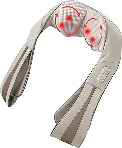 HoMedics Shiatsu Deluxe Neck & Shoulder Massager with Heat | Shiatsu Massager, 3 Speeds, Changes Direction | Muscle Kneading for Neck, Shoulders, Back, & Legs, Portable, Convenient Straps | Thera-P
