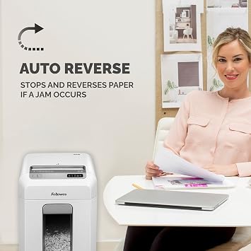 Fellowes 12 Sheet Paper Shredder for Office - Mini Cut Shredder with Auto Reverse & SafeSense Technology - Powershred 12Ms Office Shredder with 23L Pull-Out Bin - DIN Level P4 -