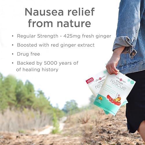 Miniatura 5 de The Ginger People Ginger Rescue - Pastillas de bienestar digestivo (duras) Fuerza regular - 425 mg Enfermedad matutina, náuseas, malestar