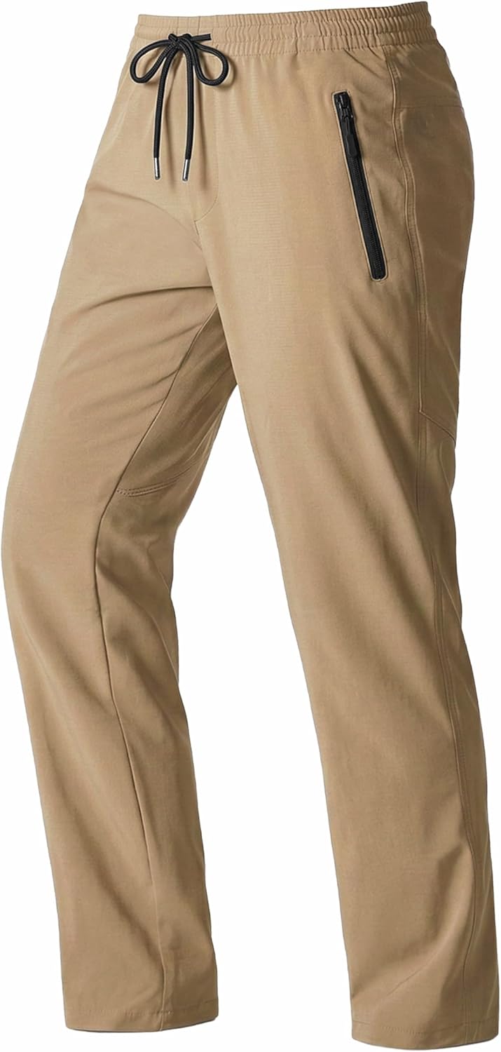 Men's Lightweight Athletic Pants Quick Dry Water Resistant Hiking Workout Joggers with Zipper Pockets