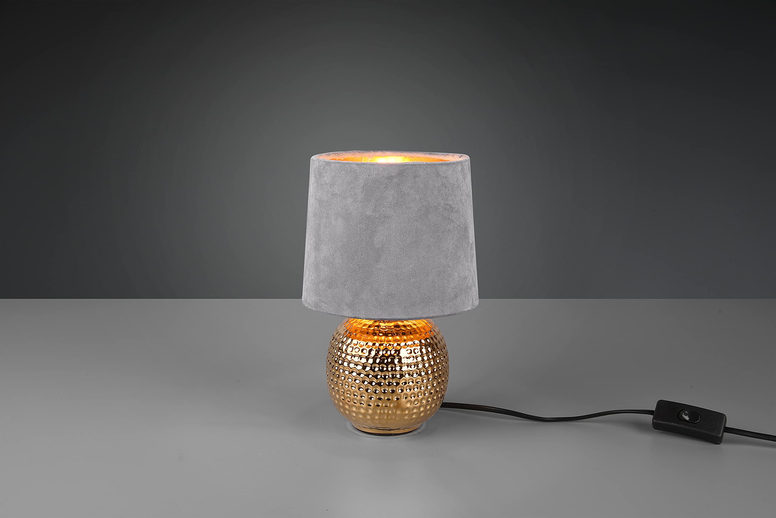 Reality Lampe De Table Sophia 1xe14 W Lampe De Table Sophia En Céramique Dorée Avec Abat-jour En Velours Noir Lampe à Poser