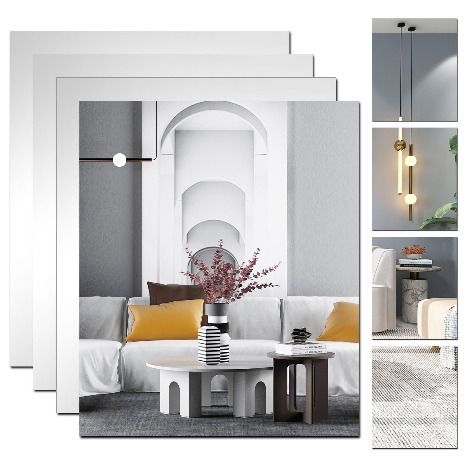 Specchio di vetro autoadesivo,specchio adesivo HD HD,film a specchio flessibile,piastrelle dello specchio autoadesivo,specchio da parete,per il bagno del bagno mobile la camera da letto(35,5*30 cm)