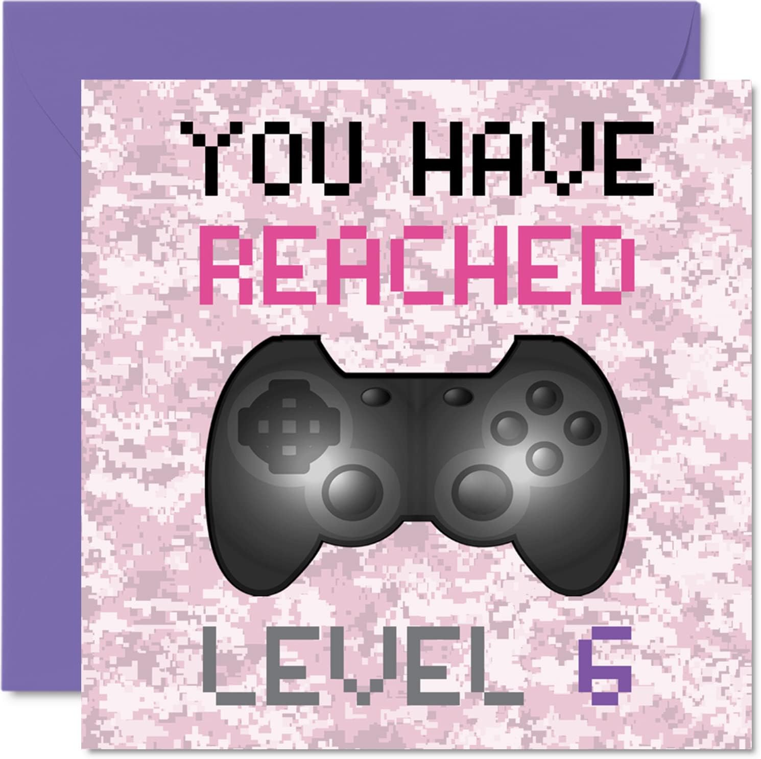 6th Gamer Birthday Card - You Have Reached Level 6 - Girls Birthday Cards, Kids Games Age 6 Six Sixth Birthday Greeting Cards, Video Game Gaming Daughter Son Niece Granddaughter Sister 5.7 x 5.7 Inch