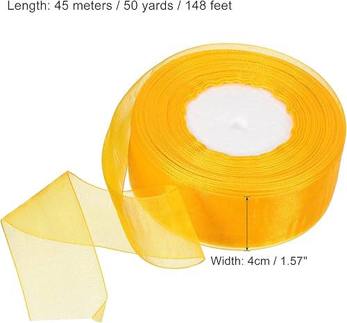 Miniatura 2 de PATIKIL Cinta de organza transparente de 1-3764 pulgadas, 50 yardas, 1 rollo de tela de decoración de gasa para envolver regalos, manualidades, ramo