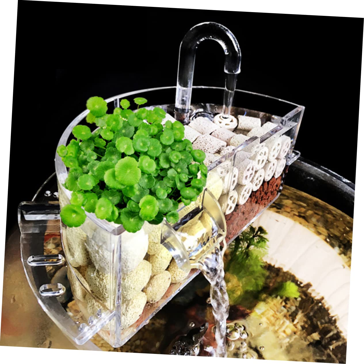 Happyyami Eckfilter für Aquarien mit Tauchpumpe Sauerstoffversorgung für Fischbecken bis Mehrschichtiges Filtermaterial Geräuscharm und Energiesparend